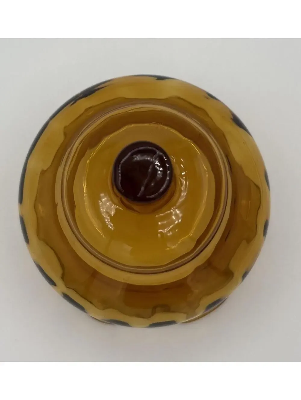 Vintage Amber Glass Short Peg Votive Candle  Sconce Ruffle Rim 4.25